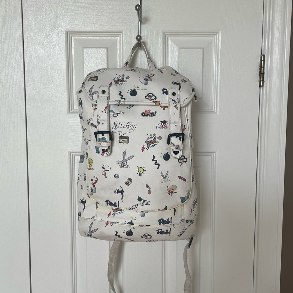 Stylish White Printed Backpack